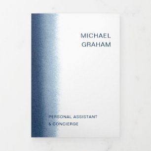 Modern Watercolor Navy Blue Trifold Brochure