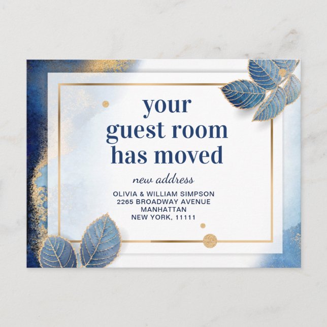 Modern Watercolor New Address Moving Announcement Postcard (Front)