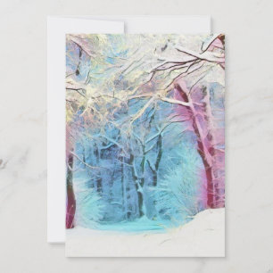 Modern watercolor of colored snowed trees invitation