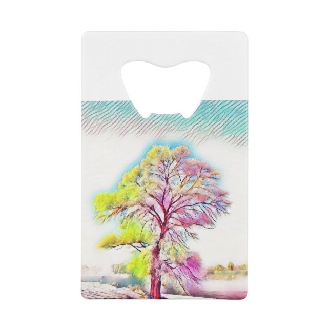 Modern watercolor of coloured snowed trees (Front)