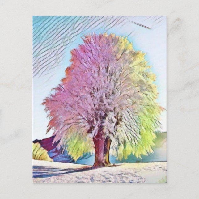 Modern watercolor of coloured snowed trees (Front)