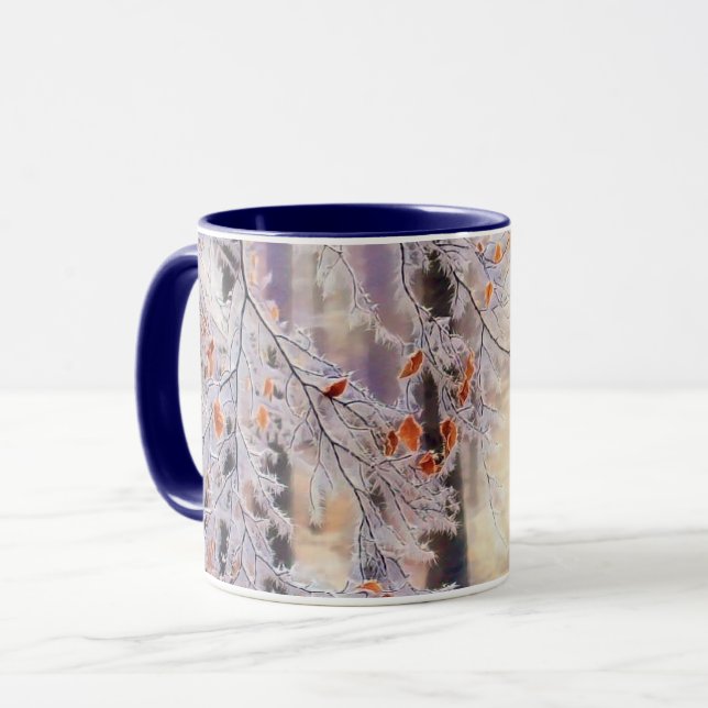 Modern watercolor of coloured snowed trees  mug (Front Left)