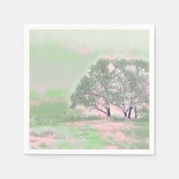 Modern watercolor of coloured snowed trees napkin
