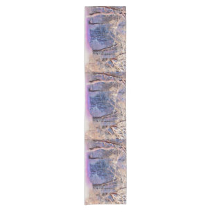 Modern watercolor of coloured snowed trees  short table runner
