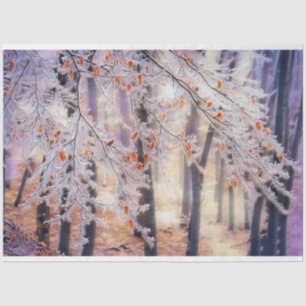 Modern watercolor of coloured snowed trees tissue paper