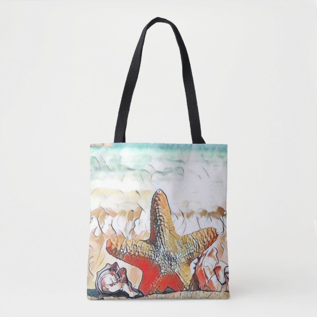 Modern Watercolor of Orange Seashells  Tote Bag (Front)