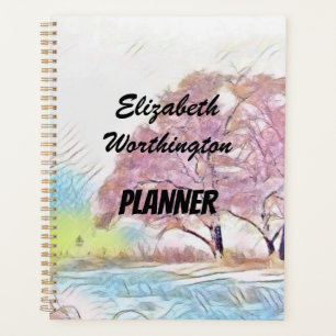 Modern watercolor of pastel coloured trees   planner