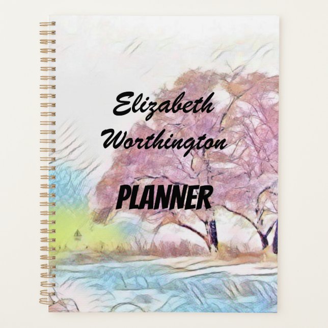 Modern watercolor of pastel coloured trees   planner (Front)