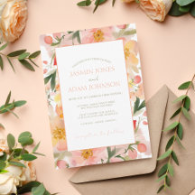 Modern Watercolor Orange Peach Floral Wedding