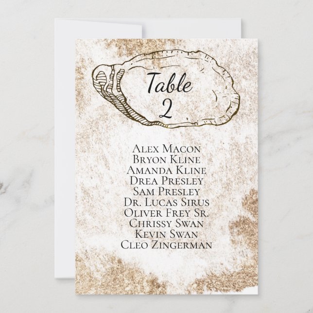 Modern Watercolor Oyster Beach Seating Chart Invitation (Front)