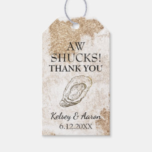 Modern Watercolor Oyster Beach Wedding Thank You Gift Tags