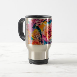 Modern Watercolor Paint Daubs Bouquet Travel Mug