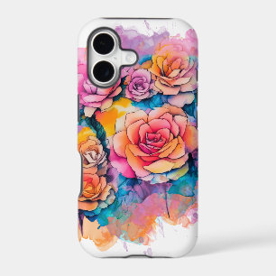 Modern Watercolor Paint Daubs Roses Bouquet