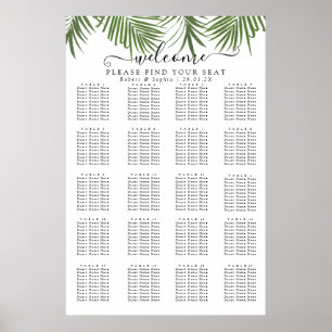 Modern Watercolor Palm Tree Seating Chart