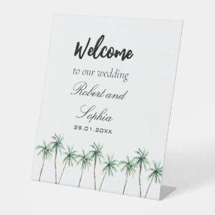 Modern Watercolor Palm Tree wedding Pedestal Sign