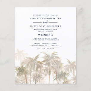 Modern Watercolor Palm Trees Wedding Invitation