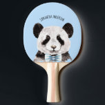 Modern Watercolor Panda With Name And Pastel Blue Ping Pong Paddle<br><div class="desc">Modern Watercolor Panda With Name And Pastel Blue</div>