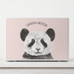Modern Watercolor Panda With Name And Pastel Pink HP Laptop Skin<br><div class="desc">Modern Watercolor Panda With Name And Pastel Pink</div>