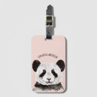 Modern Watercolor Panda With Name And Pastel Pink