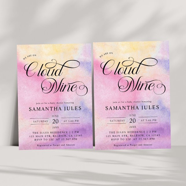 Modern Watercolor Pastel Cloud Nine Baby Shower Invitation (Creator Uploaded)