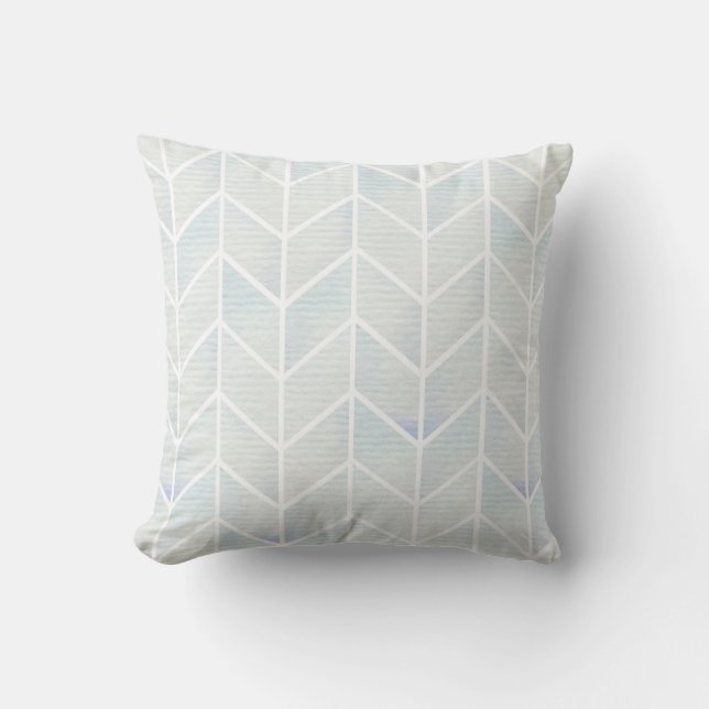 Modern watercolor pastel mint chevron pattern cushion (Front)