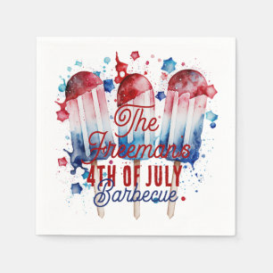 Modern Watercolor Patriotic 4th of July Party  Napkin