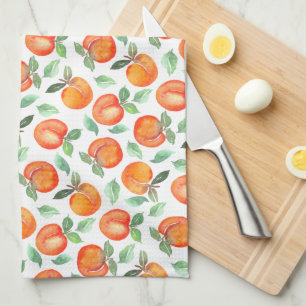 Modern Watercolor Peach Pattern Tea Towel
