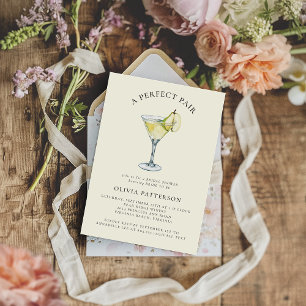 Modern Watercolor Pear Martini Bridal Shower  Invitation