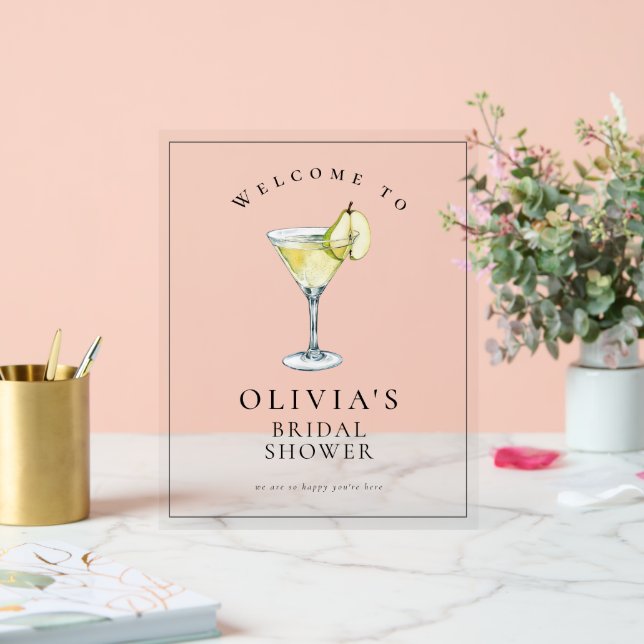 Modern Watercolor Pear Martini Bridal Shower Sign  (Wedding)