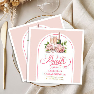 Modern Watercolor Pearls and Prosecco Shower Napkin