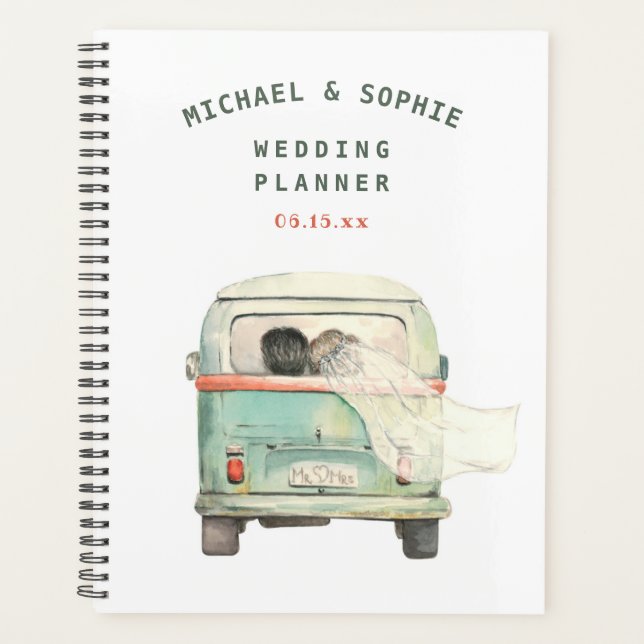 Modern Watercolor Personalised Wedding Planner (Front)