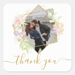 Modern Watercolor Photo Square Sticker