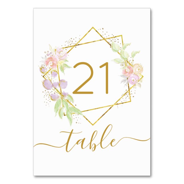 Modern Watercolor Photo Table Number (Front)