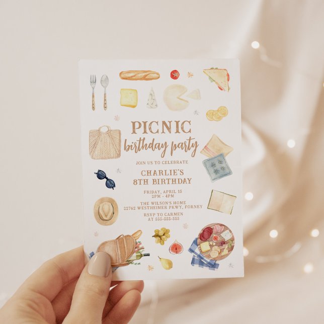 Modern Watercolor Picnic Birthday Invitation (Creator Uploaded)