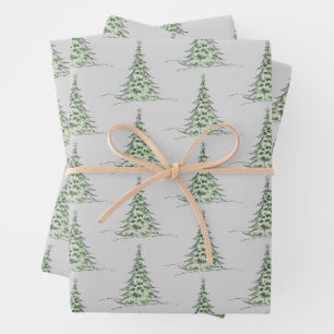 Modern Watercolor Pine Tree Wrapping Paper