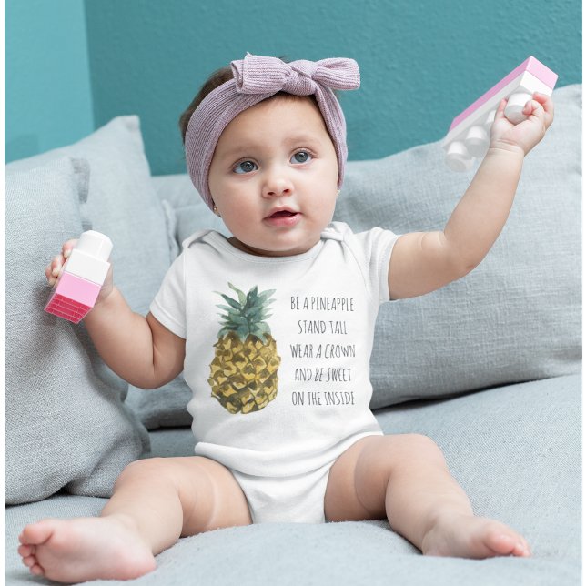 Modern Watercolor Pineapple & Positive Funny Quote Baby Bodysuit (Creator Uploaded)