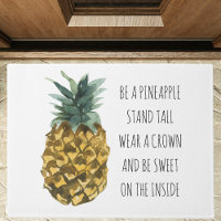 Modern Watercolor Pineapple & Positive Funny Quote