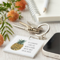 Modern Watercolor Pineapple & Positive Funny Quote