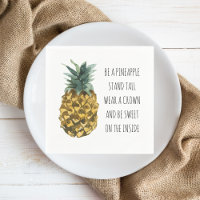 Modern Watercolor Pineapple & Positive Funny Quote