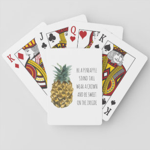 Modern Watercolor Pineapple & Positive Funny Quote Playing Cards