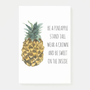 Modern Watercolor Pineapple & Positive Funny Quote Post-it Notes