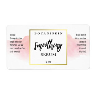 Modern Watercolor Pink And White Serum Labels