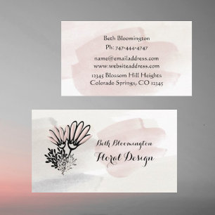 Modern Watercolor Pink Bloom Floral Business Card