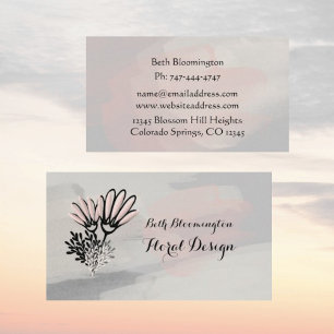 Modern Watercolor Pink Bloom Floral Business Card