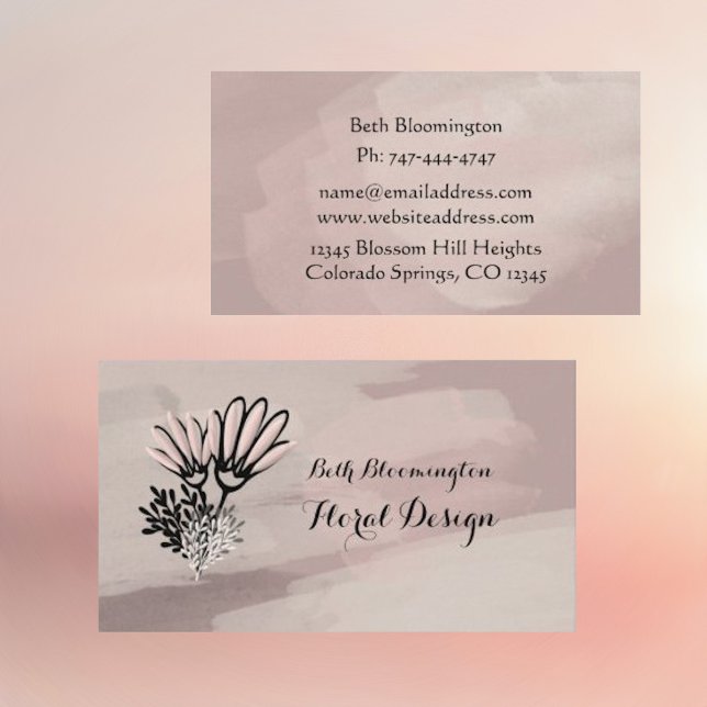 Modern Watercolor Pink Bloom Floral Business Card (Creator Uploaded)