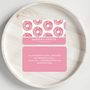 Modern Watercolor Pink Doughnuts Professional  Business Card