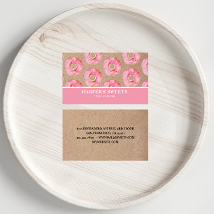 Modern Watercolor Pink Doughnuts Professional  Business Card