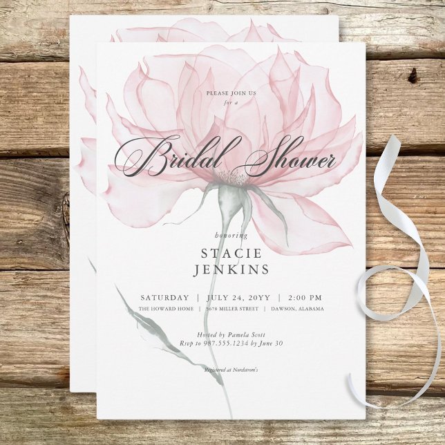 Modern Watercolor Pink Floral Bridal Shower Invitation (Modern Watercolor Pink Floral Bridal Shower Invitation)