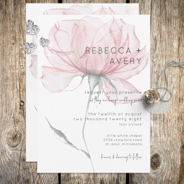 Modern Watercolor Pink Floral Wedding Invitation (Creator Uploaded)