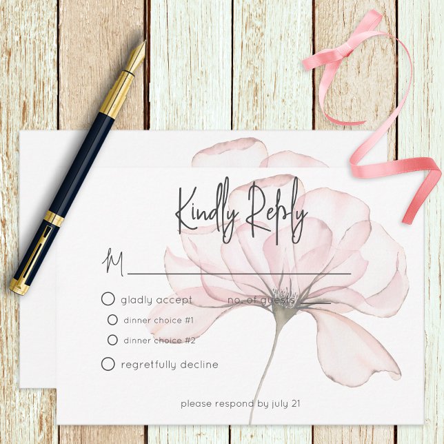 Modern Watercolor Pink Floral Wedding RSVP Card (Creator Uploaded)